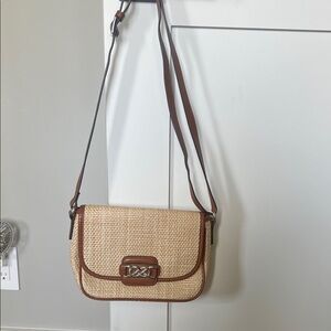 Brighton Natural Straw Crossbody with Brown Trim